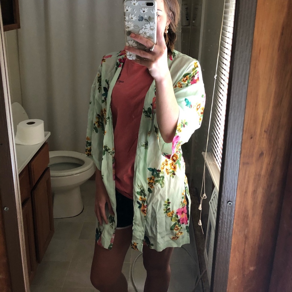 Forever 21 Teal Floral Robe